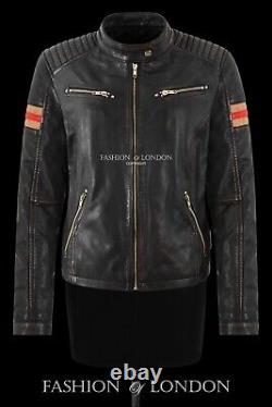 Ladies Black Vintage Biker Leather Jacket Classic Fitted Motorbike Style Jacket