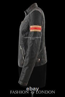 Ladies Black Vintage Biker Leather Jacket Classic Fitted Motorbike Style Jacket
