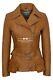 Ladies Vintage Biker Style Feminine Tan Washed Designer Real Leather Jacket 2812