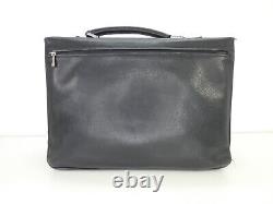 Longchamp Briefcase Bag Vintage Retro Real Leather Black Documents Smart Work