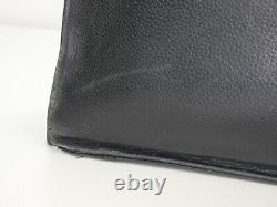 Longchamp Briefcase Bag Vintage Retro Real Leather Black Documents Smart Work