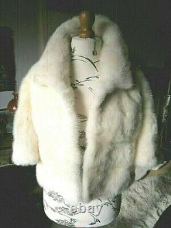 Magnificent vtg WHITE real mink fur BOLERO opera jacket, FABULOUS DESIGN, MINT