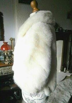 Magnificent vtg WHITE real mink fur BOLERO opera jacket, FABULOUS DESIGN, MINT