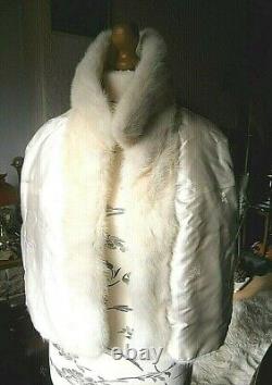 Magnificent vtg WHITE real mink fur BOLERO opera jacket, FABULOUS DESIGN, MINT