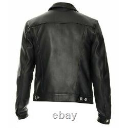 Men Soft Genuine Leather Trucker Retro Levi's Style Vintage Sheepskin Jacket