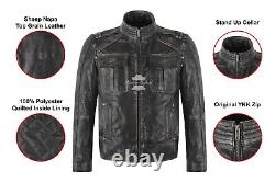 Men's Cafe Racer Biker Real Leather Jacket Black Vintage Retro Motorbike Jacket