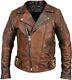 Men's Classic Diamond Brando Style Motorcycle Black/brown Leather Biker Jacket