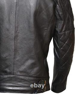 Men's David Beckham Leather Biker Jacket Vintage Motorcycle Jacket Real Leather
