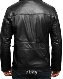 Men's Genuine Sheep Leather Vintage Black Biker Jacket