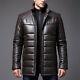 Men's Real Leather Long Black Coat Modern Vintage Design Top Real Leather