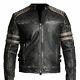 Men's Vintage Motorcycle Biker Distressed Black Real Leather Jacket