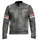 Mens Cafe Racer Retro Vintage Motorcycle Leather Genuine Real Jacket