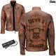 Mens Devil Design Vintage Biker Motorcycle Cafe Racer Genuine Leather Jacket New