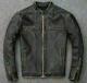 Mens Distressed Biker Faded Motorcycle Vintage Classic Black Real Leather Jacket