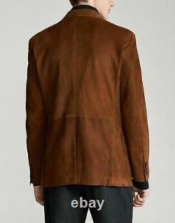 Mens Genuine Brown Suede leather Coat Blazer leder Coat Vintage