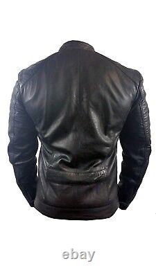 Mens Leather Jacket Real Genuine Vintage Black Slim Fit Designer Biker