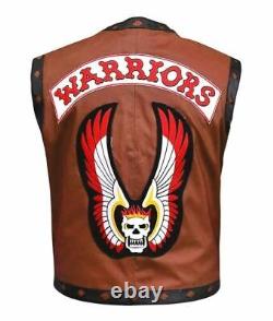 Mens The Warriors Cosplay Swan Michael Beck Vintage Biker Style Leather Vest