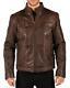 Mens Vintage Antique Brown Biker Style Real Leather Jacket Retro Casual Design