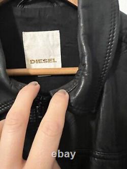 Mens Vintage Designer Rare Diesel Genuine Leather Jacket -Size Large Vgc RRP£450