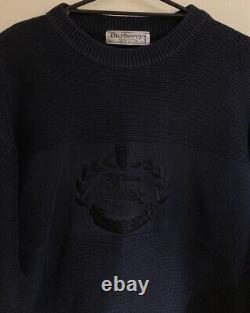 Mens Vintage Genuine Burberry Thick Knit Jumper Pullover. Chest 42. Logo. PERFECT