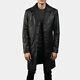 Mens Vintage Top Real Sheep Leather Trench Coat Knee Length Smooth Soft Leather