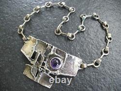 Necklace Silver 835 Oly Vintage Design Chain with Amethyst Gemstone