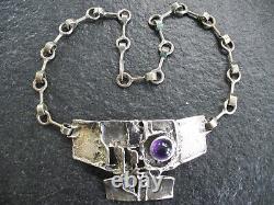 Necklace Silver 835 Oly Vintage Design Chain with Amethyst Gemstone
