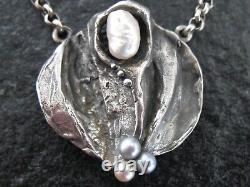 Necklace silver 925 pearl vintage design from circa 1980 with beads