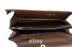Ostrich Skin Brown Leather Clutch Bag HandBag Accessories Purse Vintage Good