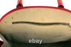 Ostrich Skin Leather Hand Bag Ladies Tote Bag Shoulder Bag Red Used Vintage