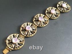 Pentti Sarpaneva Finland Vintage Design Rose Quartz Bronze Bracelet