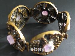 Pentti Sarpaneva Finland Vintage Design Rose Quartz Bronze Bracelet