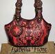 Rare Isabella Fiore Red Barocco Leather Applique Handbag Withcoin Purse Nwot$595
