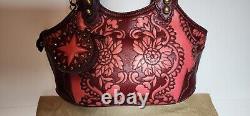 RARE ISABELLA FIORE RED BAROCCO LEATHER APPLIQUE HANDBAG WithCOIN PURSE NWOT$595