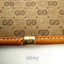 Rare Vintage GUCCI GG Clutch bag Pouch Light Brown PVC Leather Authentic 0074