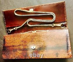 Rare Vintage Ladies English Snakeskin Clutchbag & Shoulder Strap (10.5/27cm)