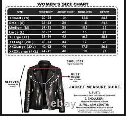 Rare Women's REAL Leather Biker Jacket Modern Vintage design TOP Real leather