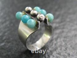 Ring Silver 835 Georg Kramer Vintage Design from circa 1960 Light Blue Gemstones