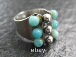 Ring Silver 835 Georg Kramer Vintage Design from circa 1960 Light Blue Gemstones