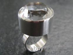 Ring Silver 925 N E From Denmark Vintage Design with Mountain Crystal Gemstone