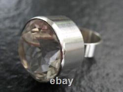 Ring Silver 925 N E From Denmark Vintage Design with Mountain Crystal Gemstone