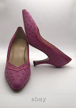 Size 3.5 Pink Genuine Ostrich Exquisite Vintage Design of The 70s