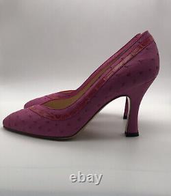 Size 3.5 Pink Genuine Ostrich Exquisite Vintage Design of The 70s
