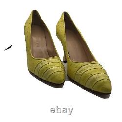 Size 3.5 Yellow DAVINA Genuine Ostrich Exquisite Vintage Design of The 70s