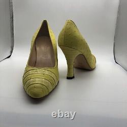 Size 3.5 Yellow DAVINA Genuine Ostrich Exquisite Vintage Design of The 70s