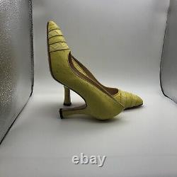 Size 3.5 Yellow DAVINA Genuine Ostrich Exquisite Vintage Design of The 70s