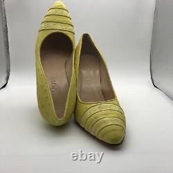 Size 3.5 Yellow DAVINA Genuine Ostrich Exquisite Vintage Design of The 70s