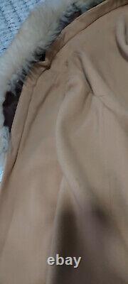 Spiney real fur collar camel wool belted coat limited edition size 12 slim fit