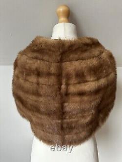 Unique Snap In Place Infinity Design Vintage Mink stole Genuine Fur Lovely Sz S