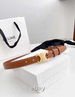 VOGUE VINTAGE STYLE Triomphe Taurillon C Casual Leather Small Cowhide Belt Brown